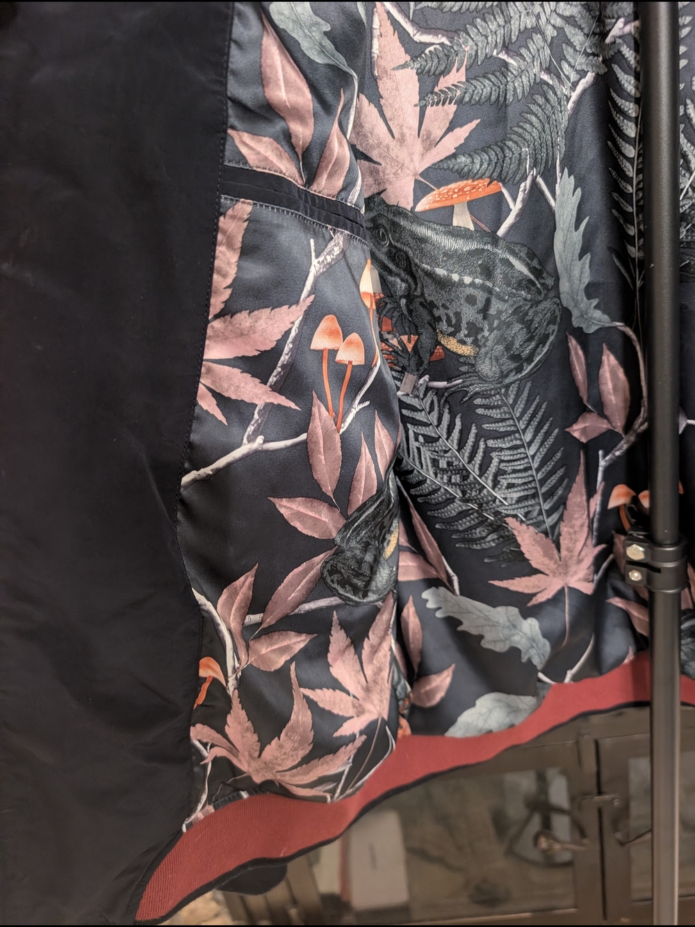 Ted Baker Navy Bomber Jacket with Floral Lining Mushroom Frog - Picture 2 of 10